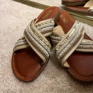 Sequin & Bead Slide Sandals